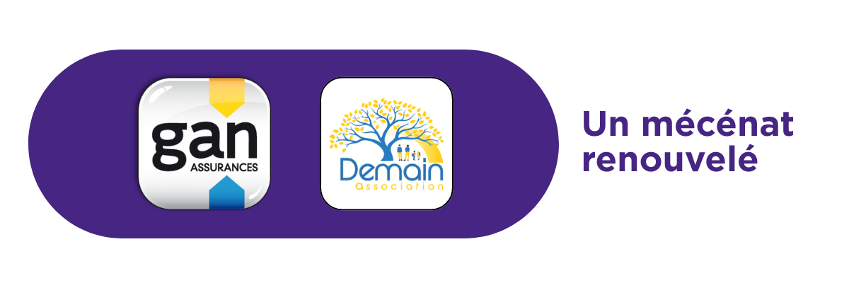 Logo de GAN Assurances et Association Demain. Un mécénat renouvelé.
